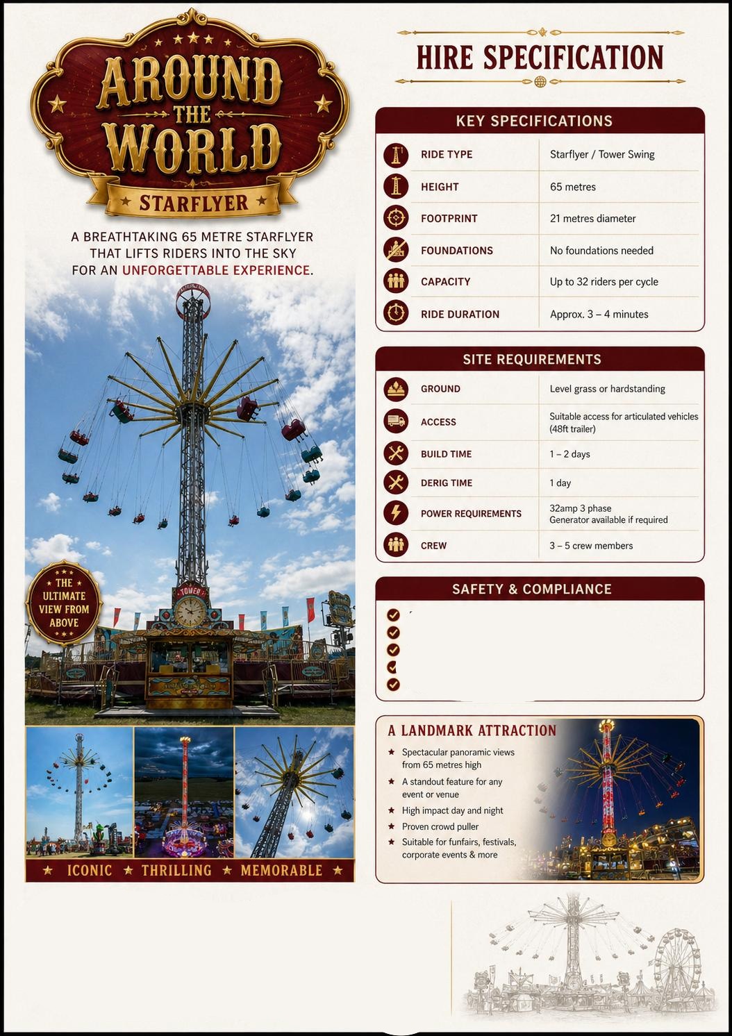 Star Flyer 65 mètres à vendre – Tour de chaises volantes géante – Attraction à sensations